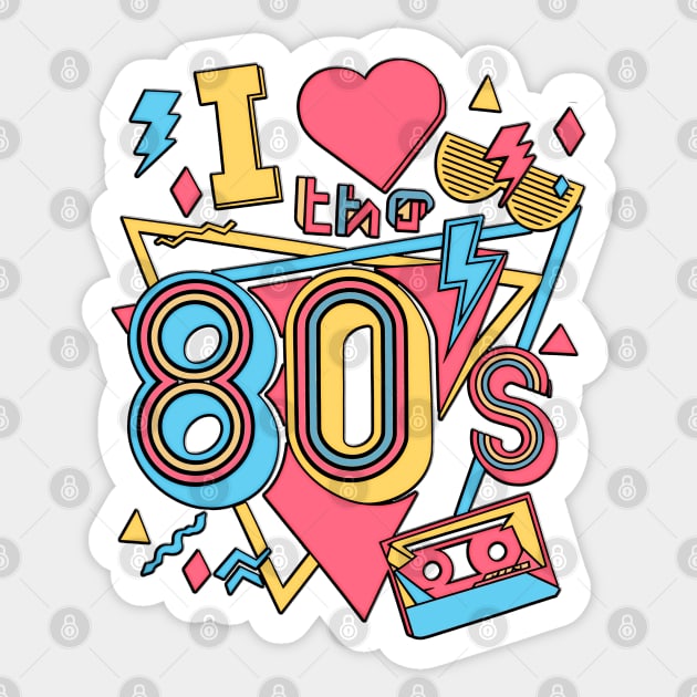 retro art i love the 80s throwback rad music Sticker by masterpiecesai